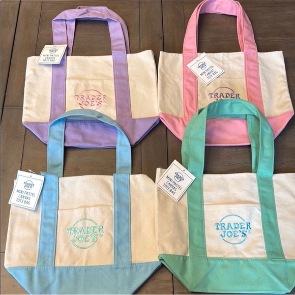 Trader Joe's Pastel Mini Canvas Tote Bags (all 4) - Picture 2 of 4